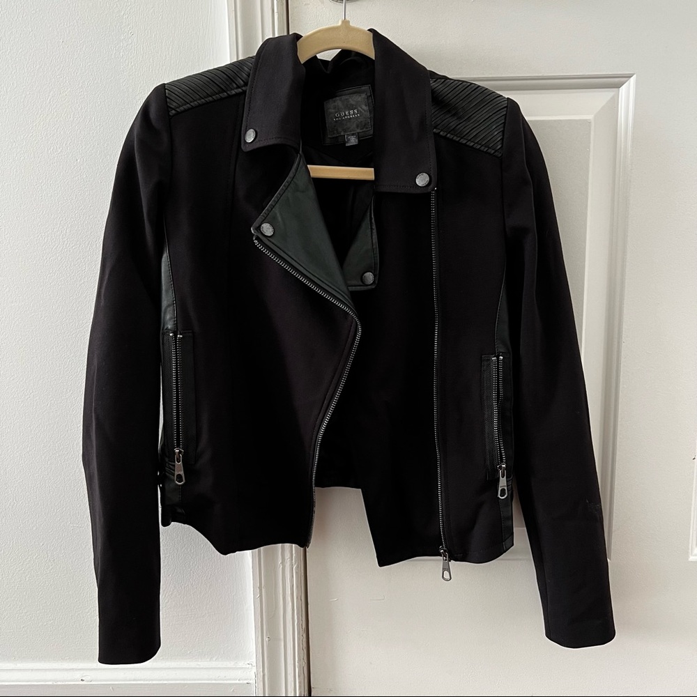 Guess black moto jacket with faux leather - Picture 2 of 13
